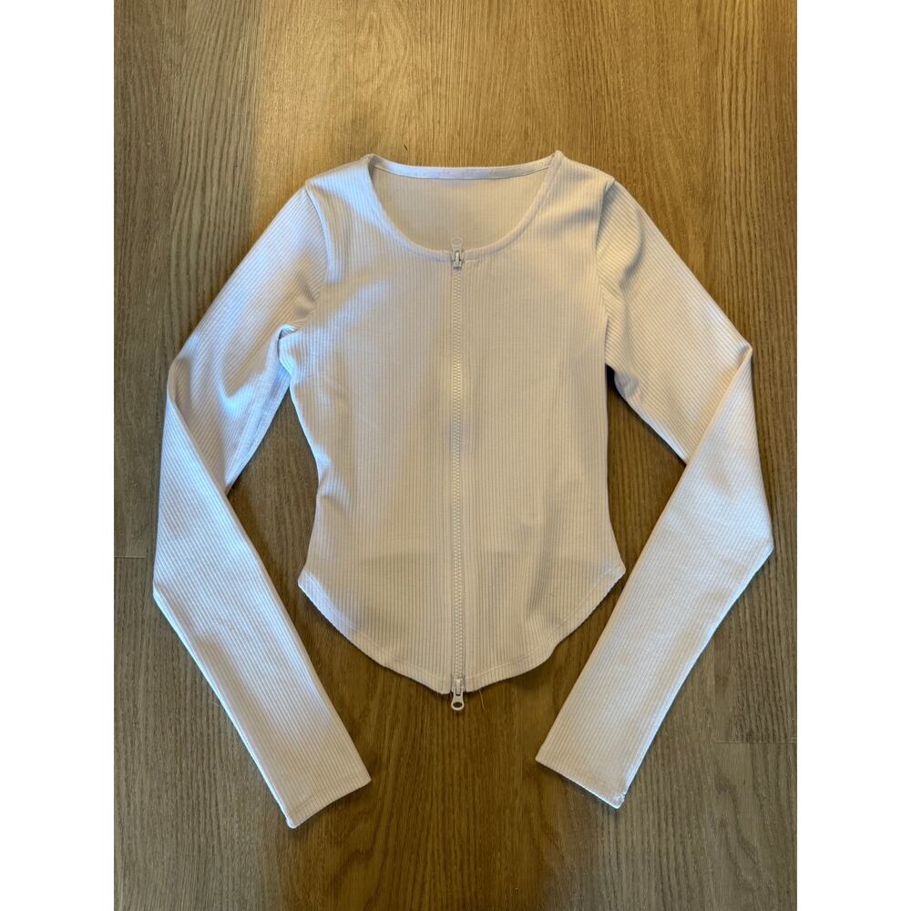 New With Defects - Alo Yoga White Ribbed Stardust Long Sleeve